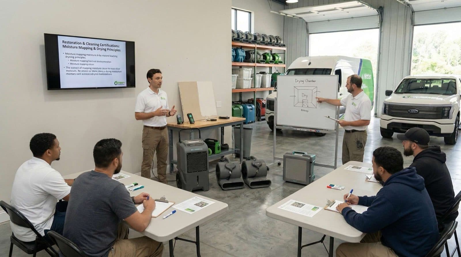 Green Restoration technicians in an IICRC certification training session