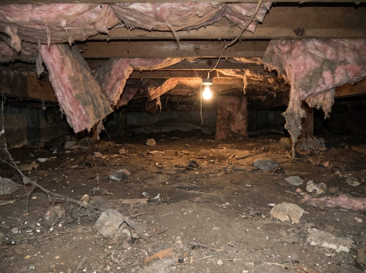 Real crawl space conditions documented in a Ansonia CT home before IICRC S520 cleanup
