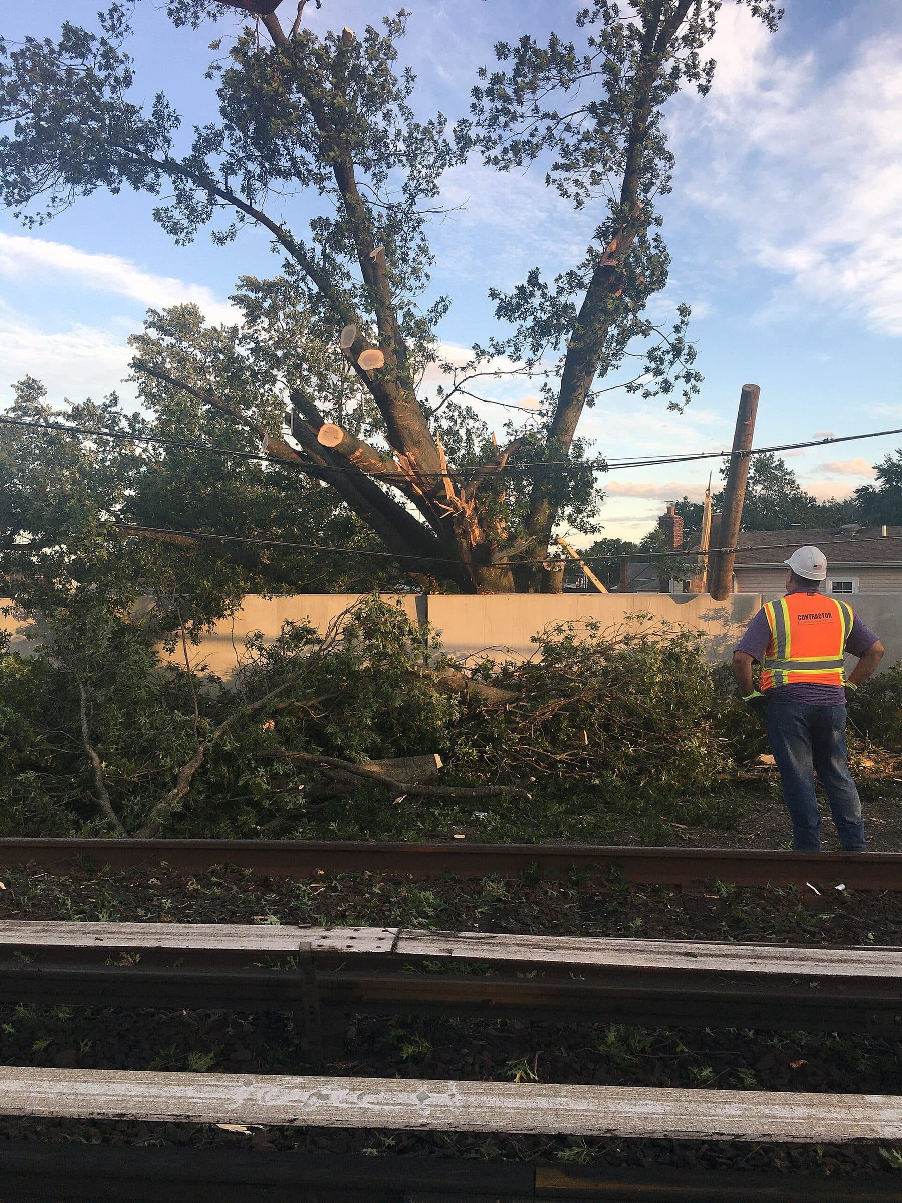 MTA personnel repairing storm damage from Tropical Storm Isaias in New York, August 2020